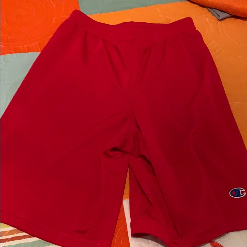 Red champion shorts